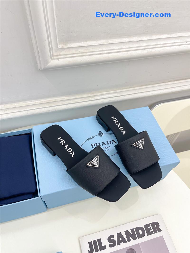 Pra*a catwalk style triangle buckle slippers