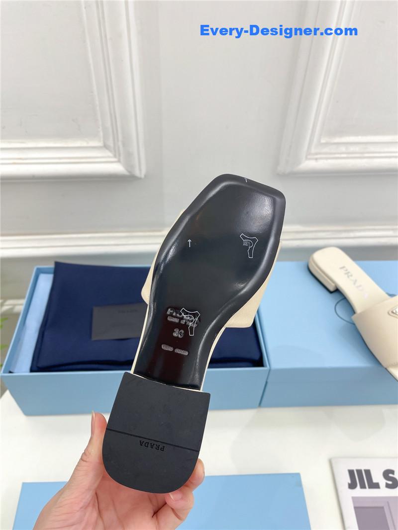 Pra*a catwalk style triangle buckle slippers