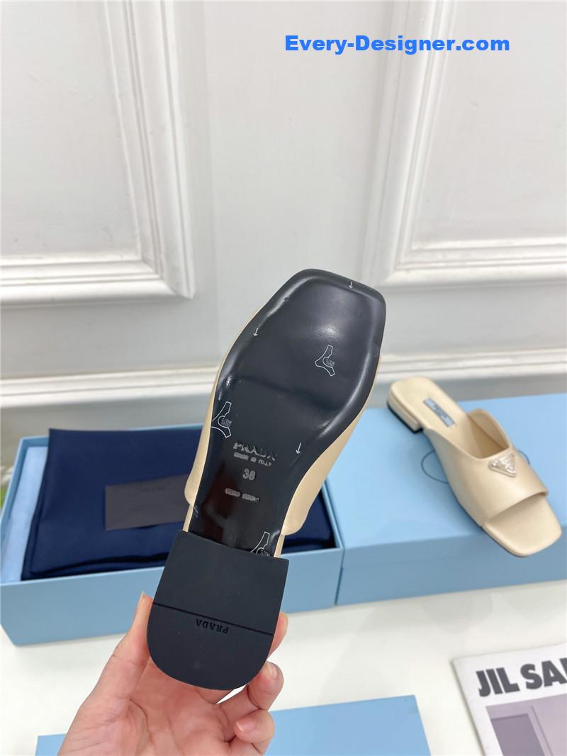 Pra*a catwalk style triangle buckle slippers