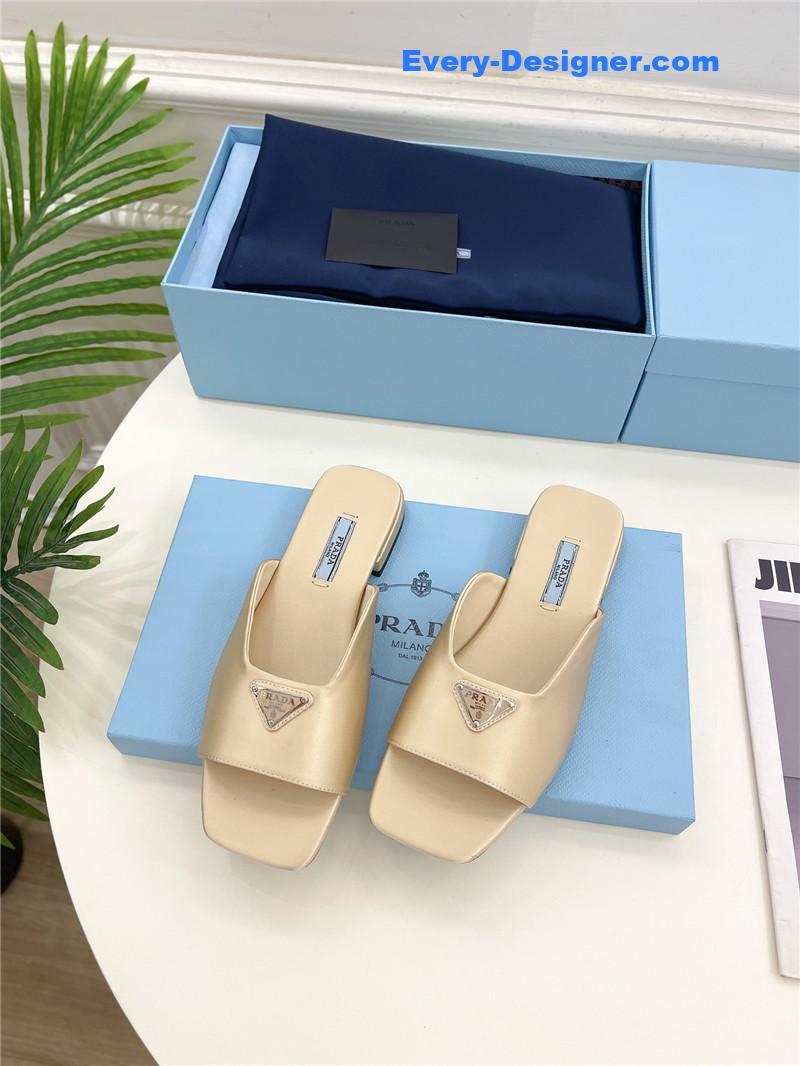 Pra*a catwalk style triangle buckle slippers