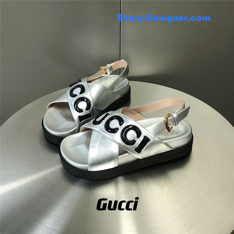Gucci letter logo platform slippers sandals