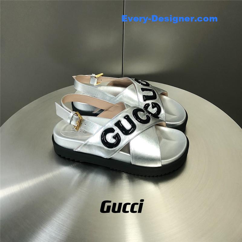 Gucci letter logo platform slippers sandals