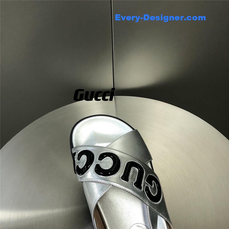 Gucci letter logo platform slippers sandals