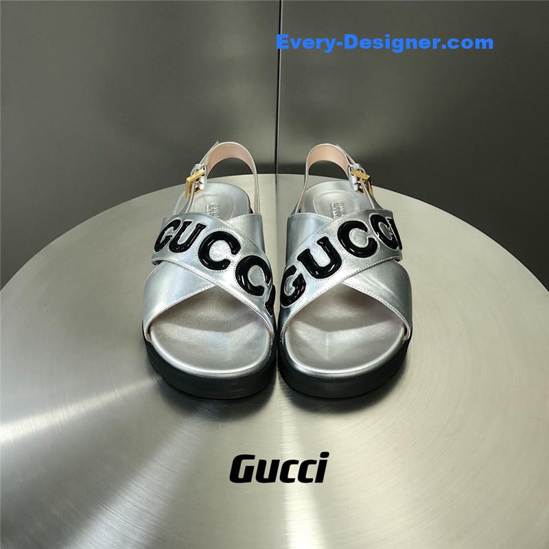 Gucci letter logo platform slippers sandals