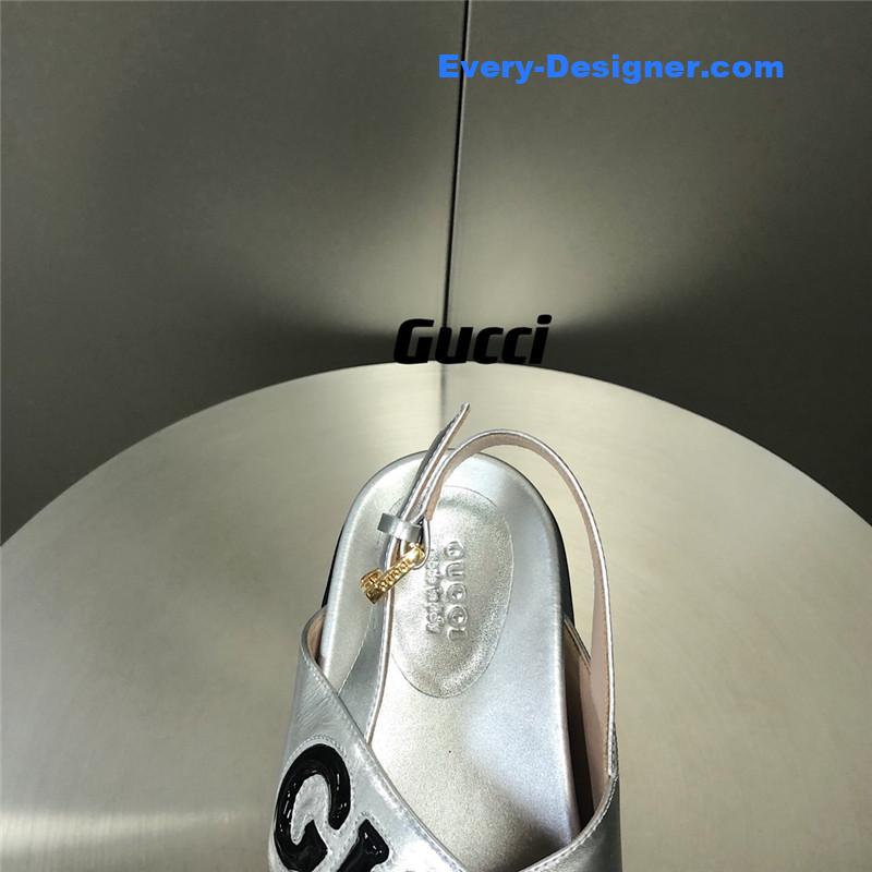 Gucci letter logo platform slippers sandals