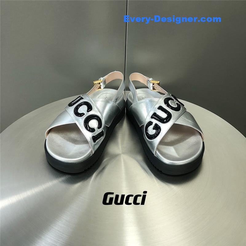 Gucci letter logo platform slippers sandals