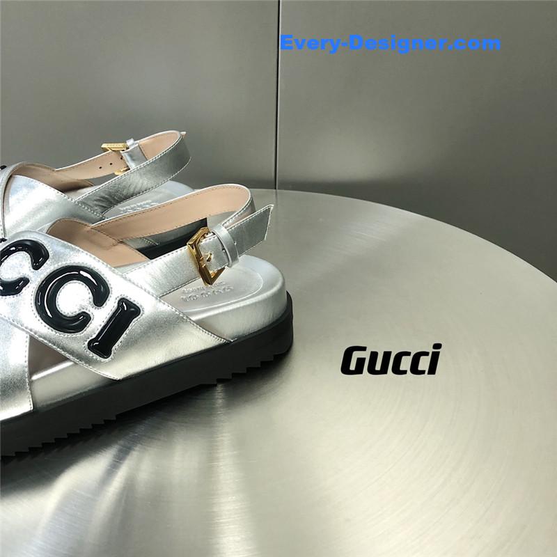 Gucci letter logo platform slippers sandals