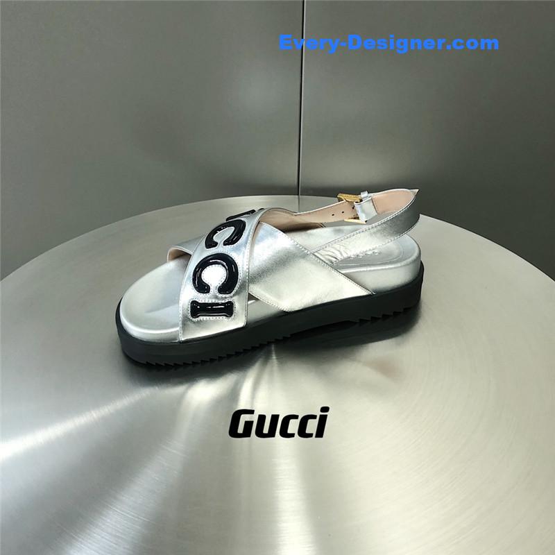 Gucci letter logo platform slippers sandals