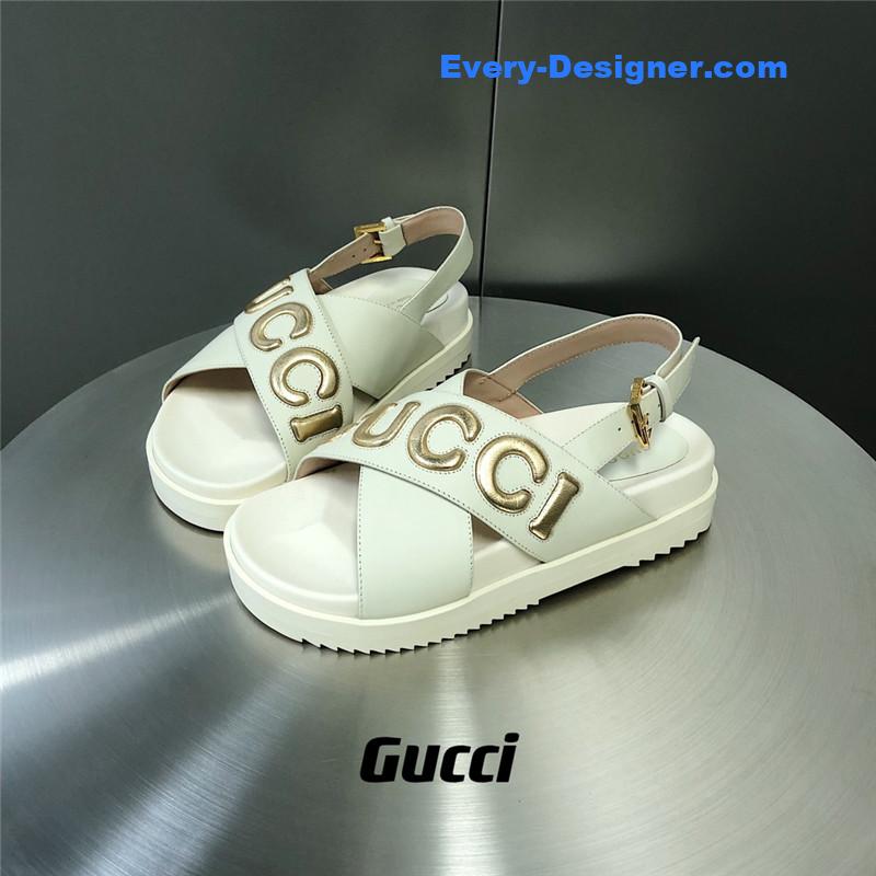 Gucci letter logo platform slippers sandals