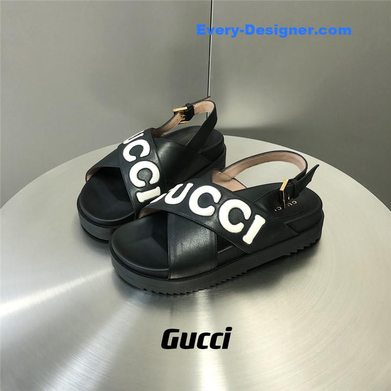 Gucci letter logo platform slippers sandals