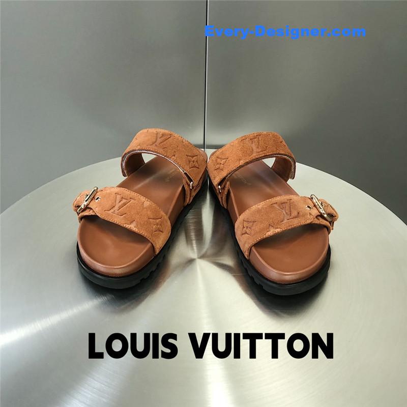 l0vis Vvtt0n lv metal buckle logo platform slippers
