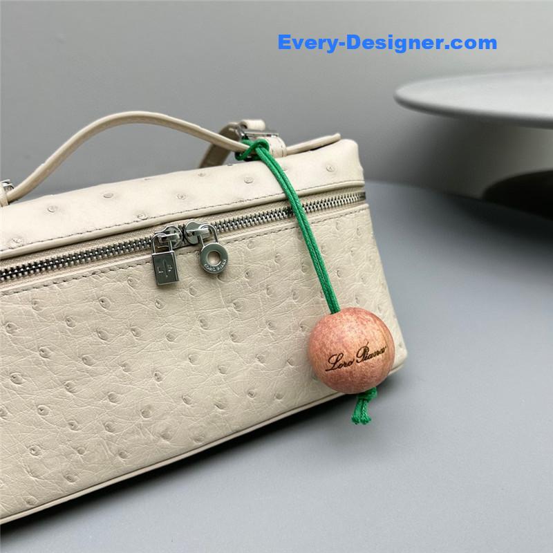 L0r0 P1ana extra pocket ostrich leather pouch