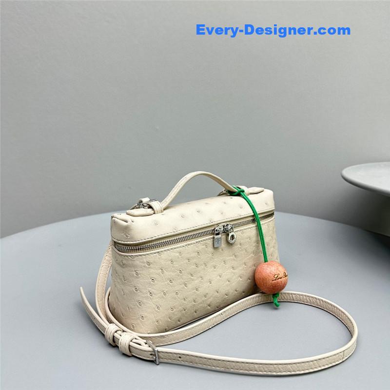 L0r0 P1ana extra pocket ostrich leather pouch