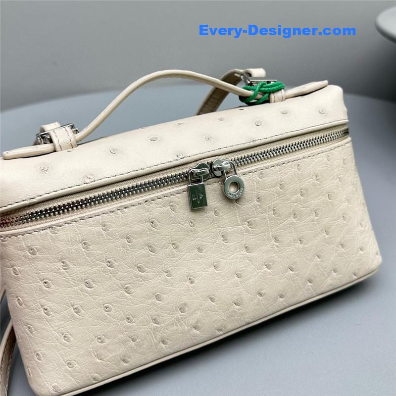 L0r0 P1ana extra pocket ostrich leather pouch