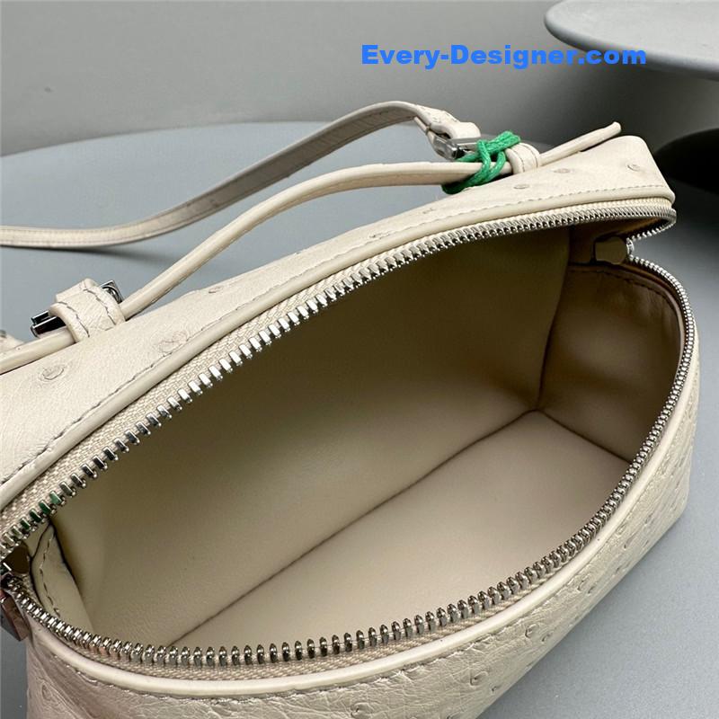 L0r0 P1ana extra pocket ostrich leather pouch