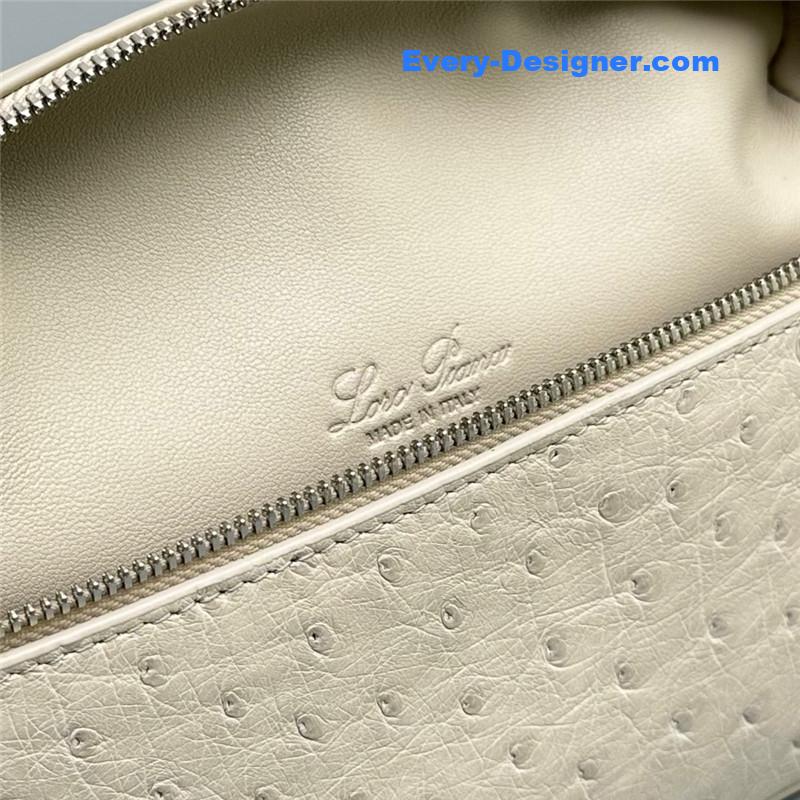 L0r0 P1ana extra pocket ostrich leather pouch