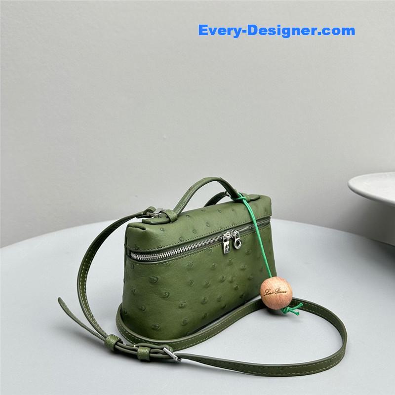 L0r0 P1ana extra pocket ostrich leather pouch
