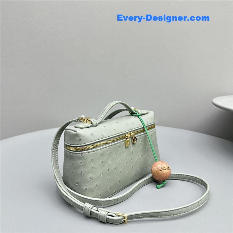 L0r0 P1ana extra pocket ostrich leather pouch