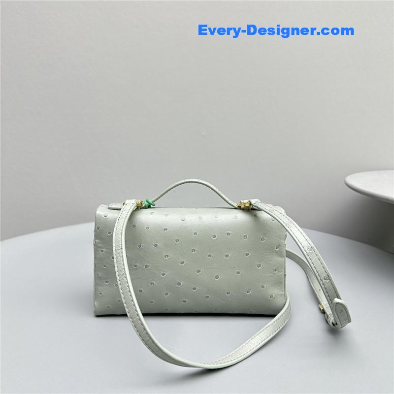 L0r0 P1ana extra pocket ostrich leather pouch