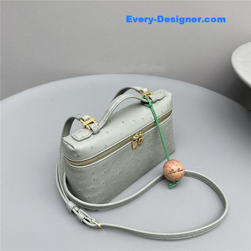 L0r0 P1ana extra pocket ostrich leather pouch