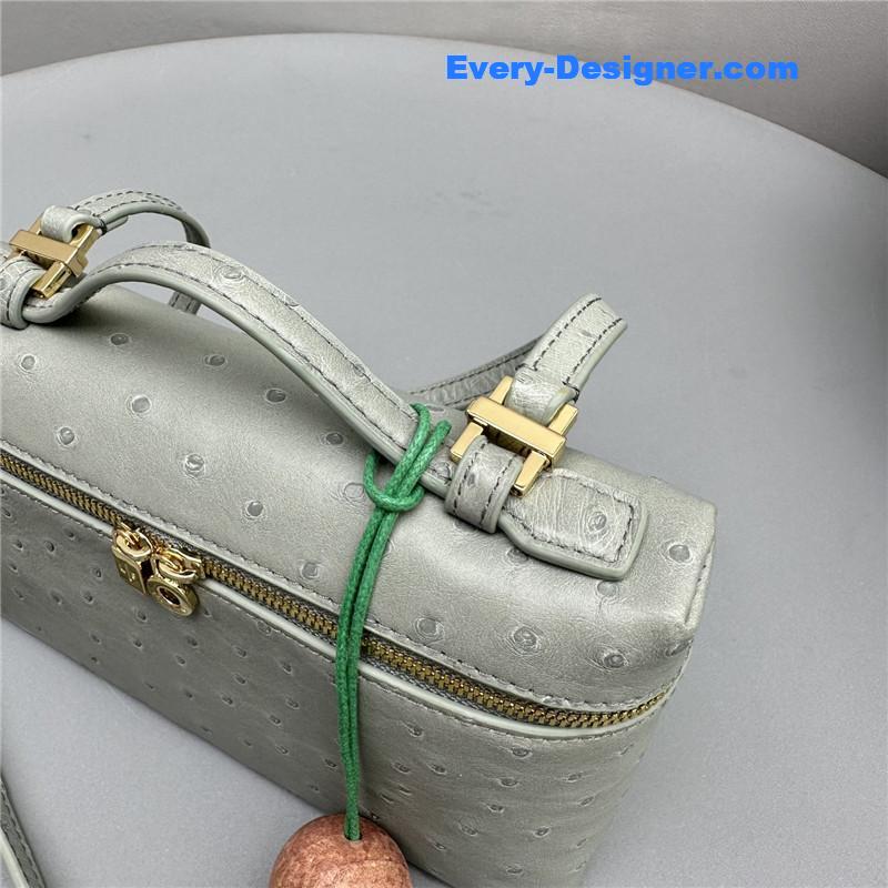 L0r0 P1ana extra pocket ostrich leather pouch