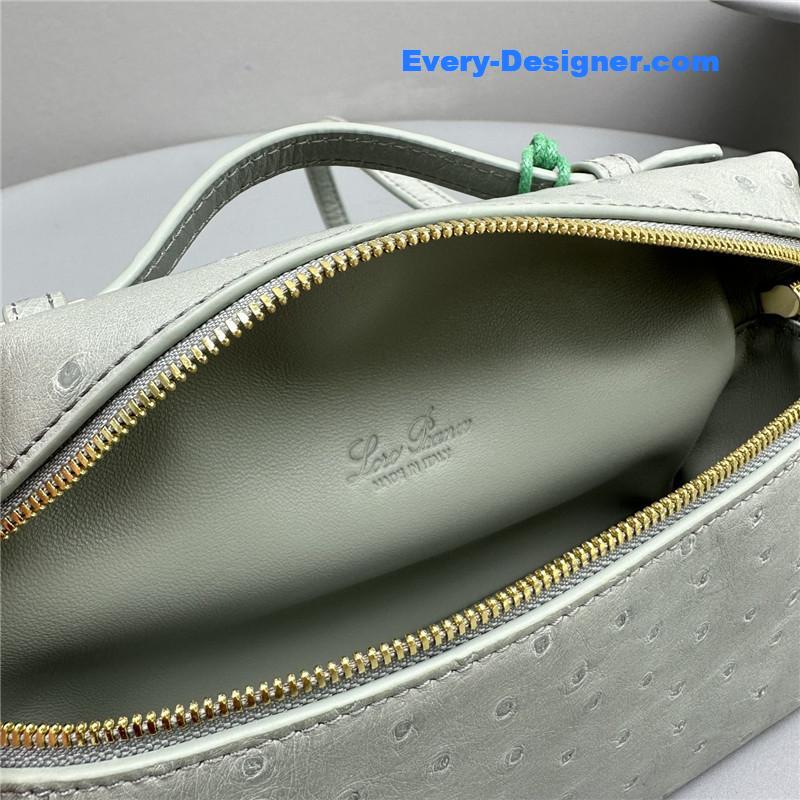 L0r0 P1ana extra pocket ostrich leather pouch