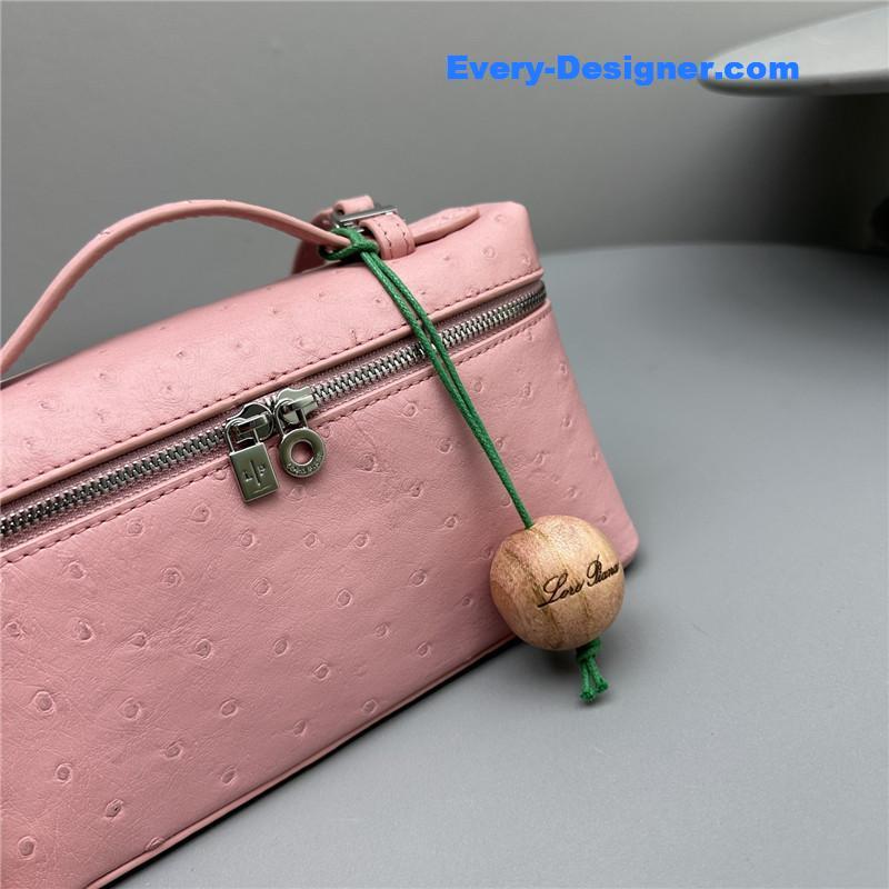 L0r0 P1ana extra pocket ostrich leather pouch