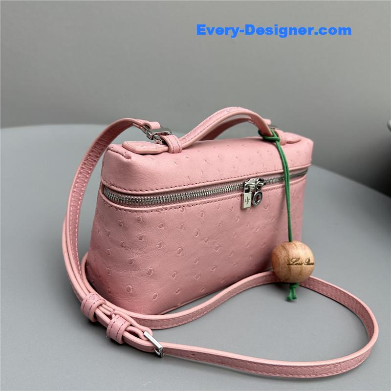 L0r0 P1ana extra pocket ostrich leather pouch