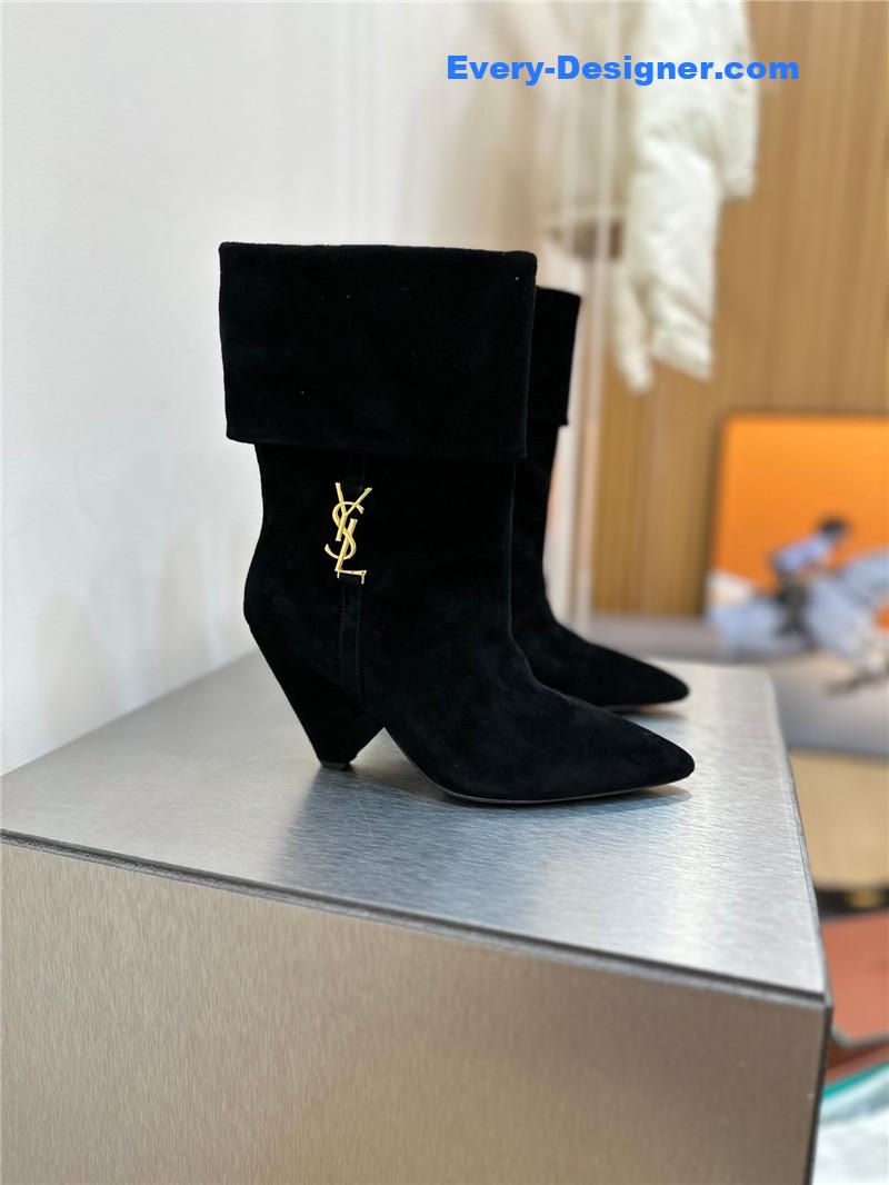 ysl pointed toe suede ankle boots