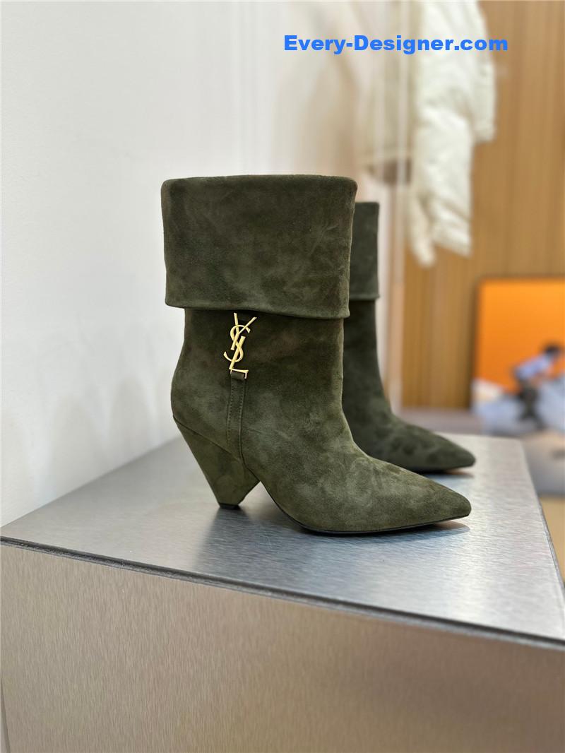 ysl pointed toe suede ankle boots