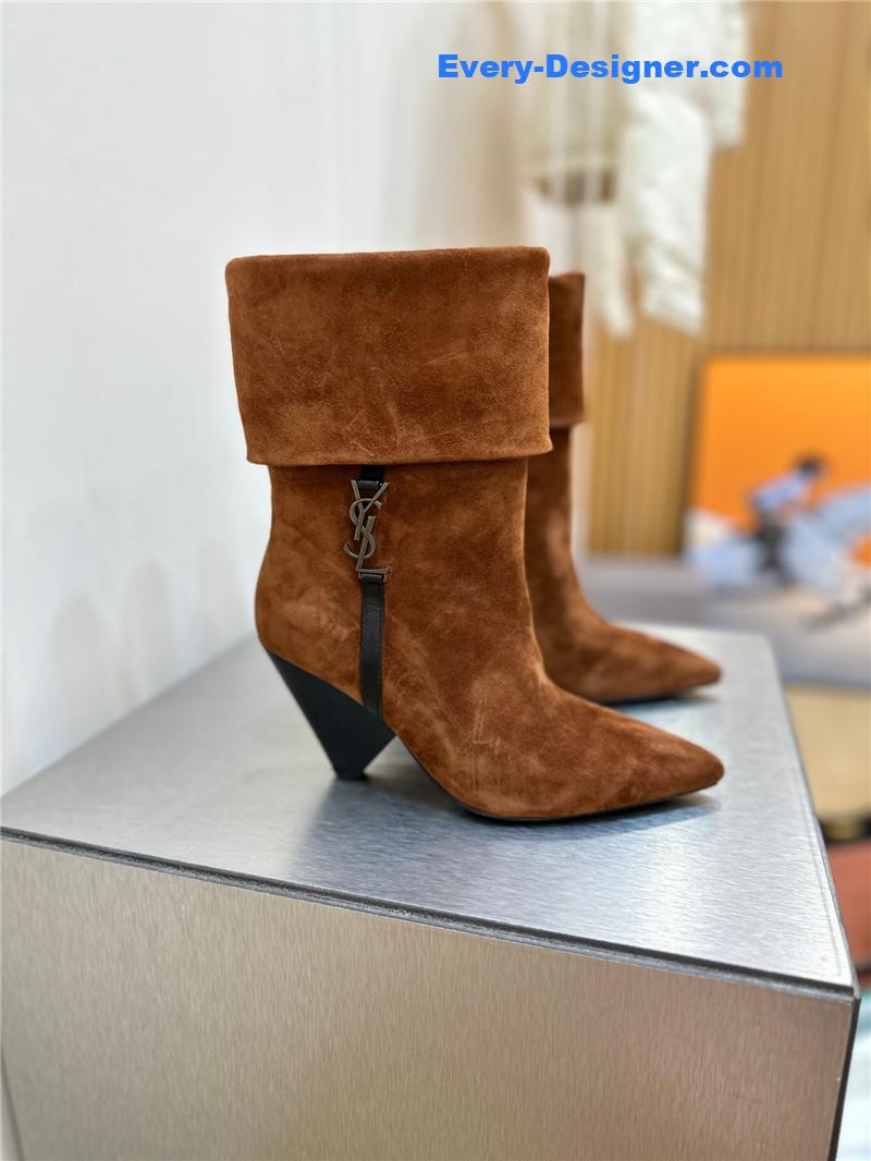 ysl pointed toe suede ankle boots