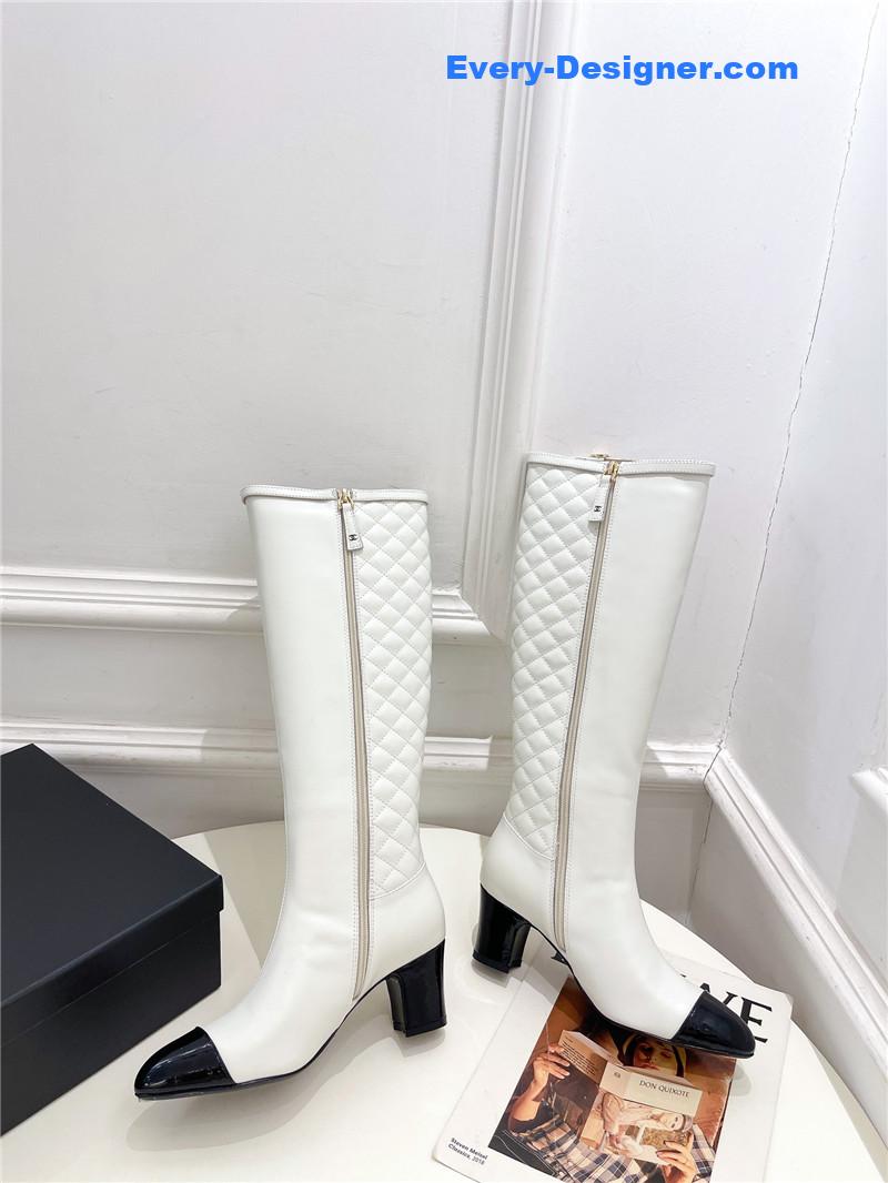 CC classic embroidered chunky heel boots