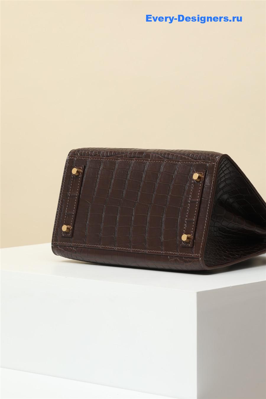 H**me5 birkin kelly 20 alligator bag brown