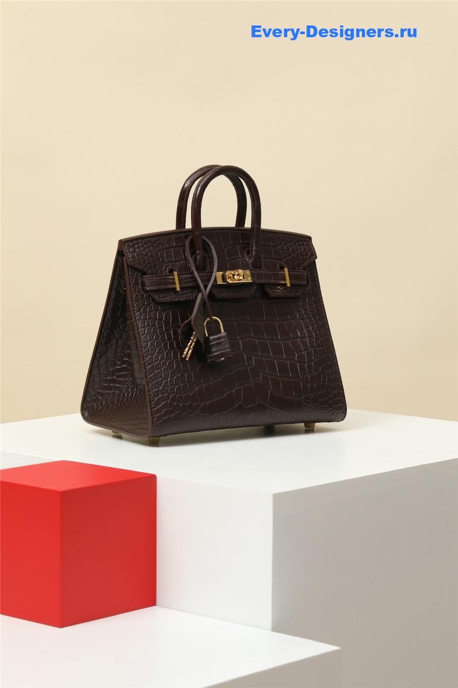H**me5 birkin kelly 20 alligator bag brown
