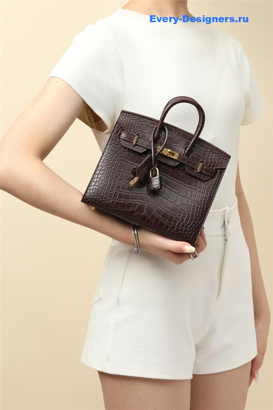 H**me5 birkin kelly 20 alligator bag brown