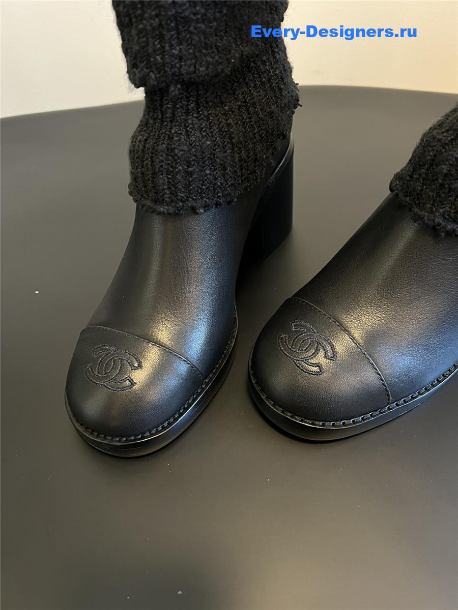 black Ch**el knitted socks boots