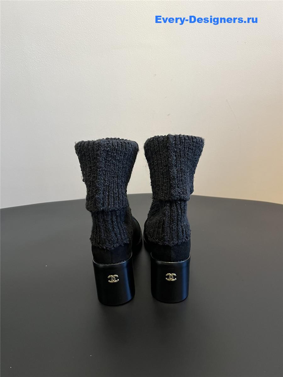 Ch**el suede leather knitted socks boots