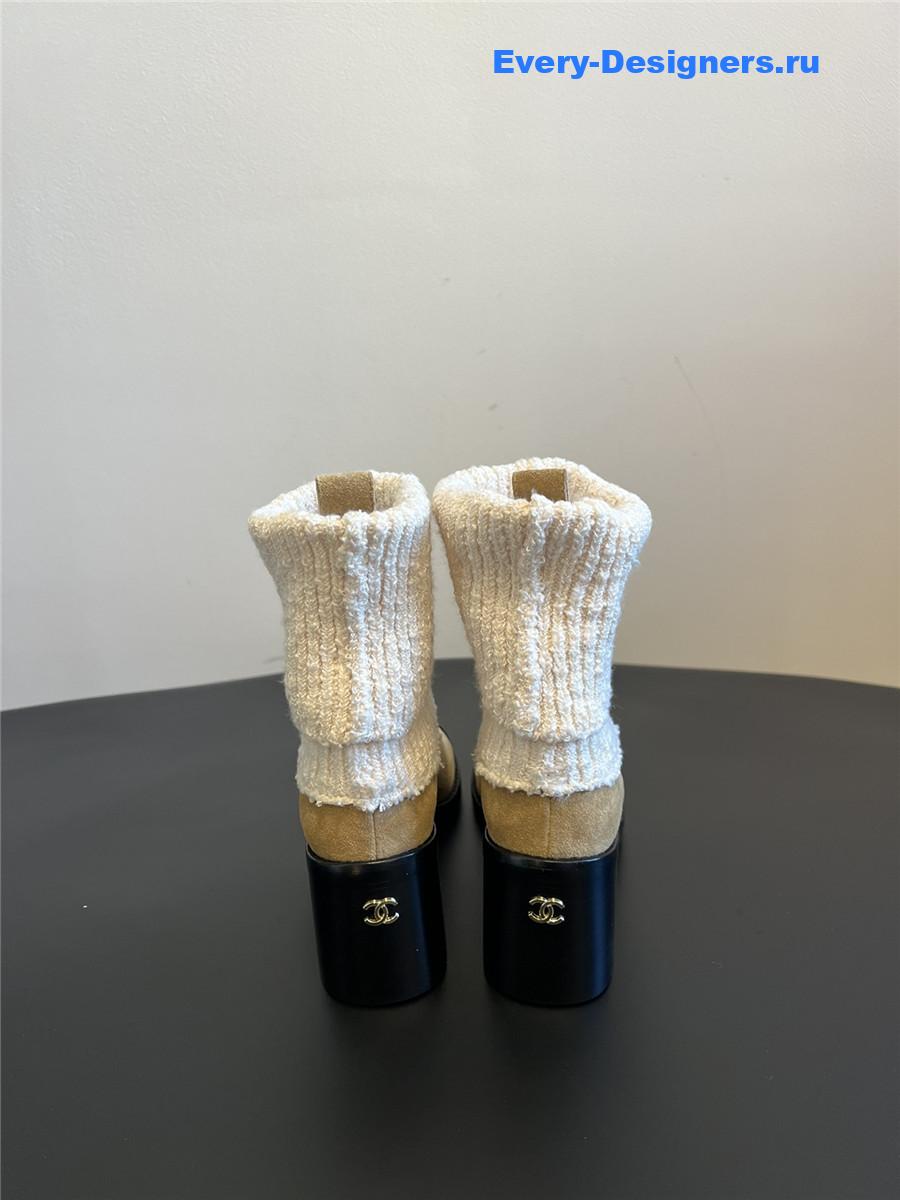 Ch**el beige knitted socks boots