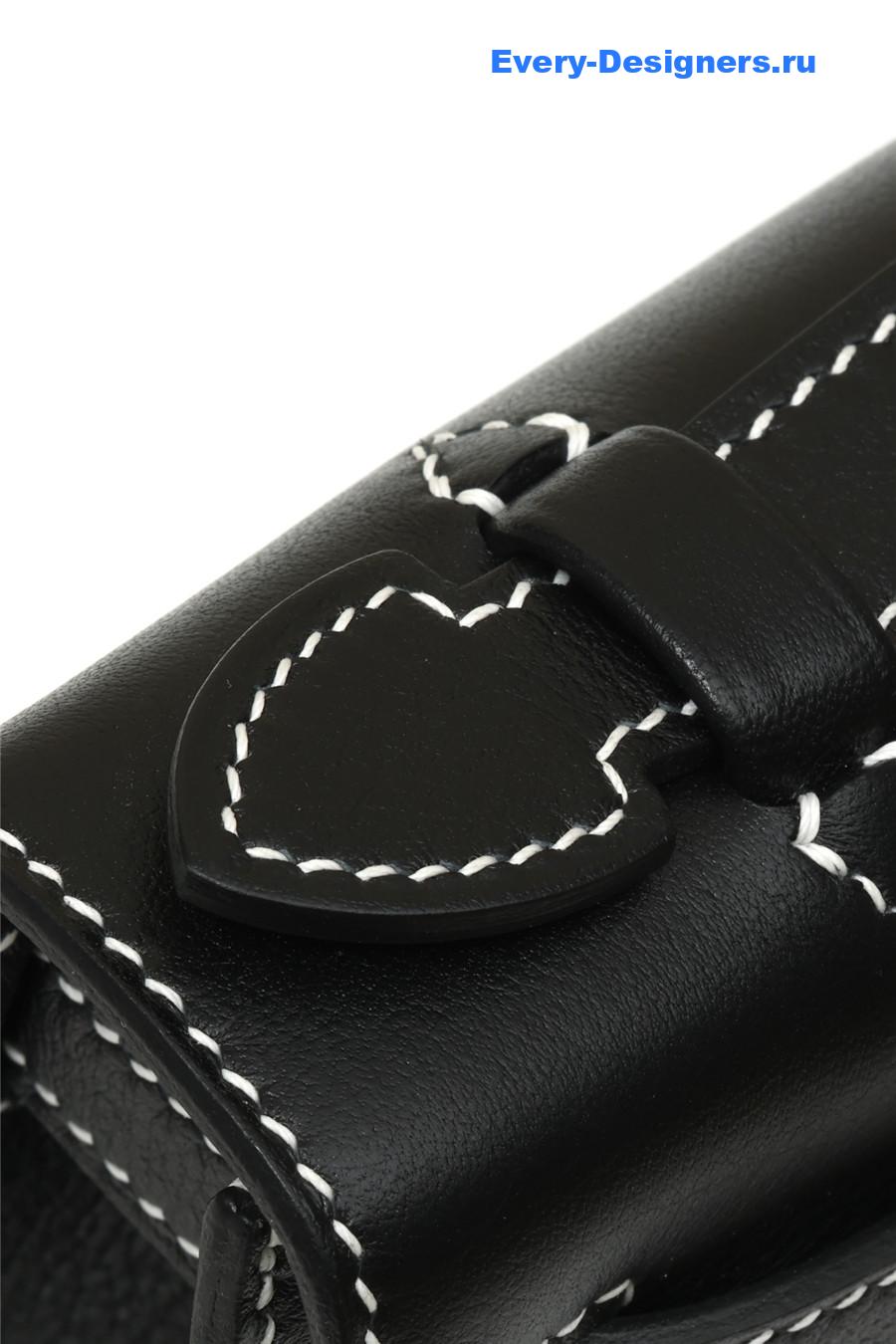 H**me5 kelly pochette swift leather bag black