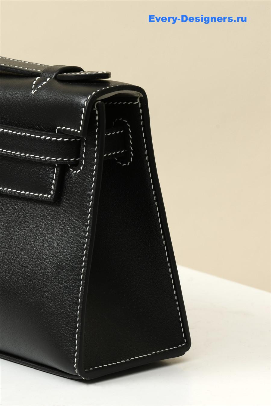 H**me5 kelly pochette swift leather bag black