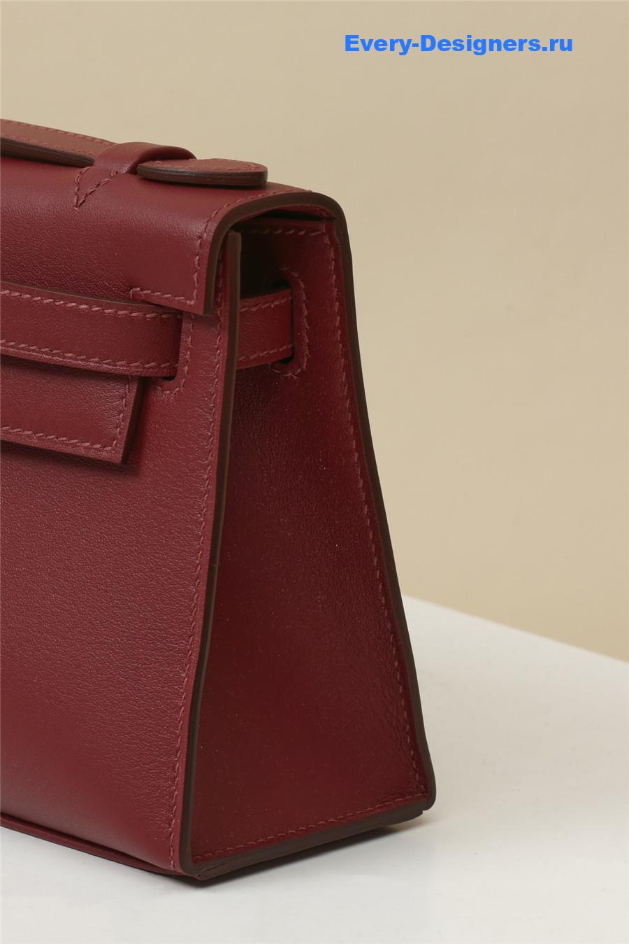 H**me5 kelly pochette swift leather bag red