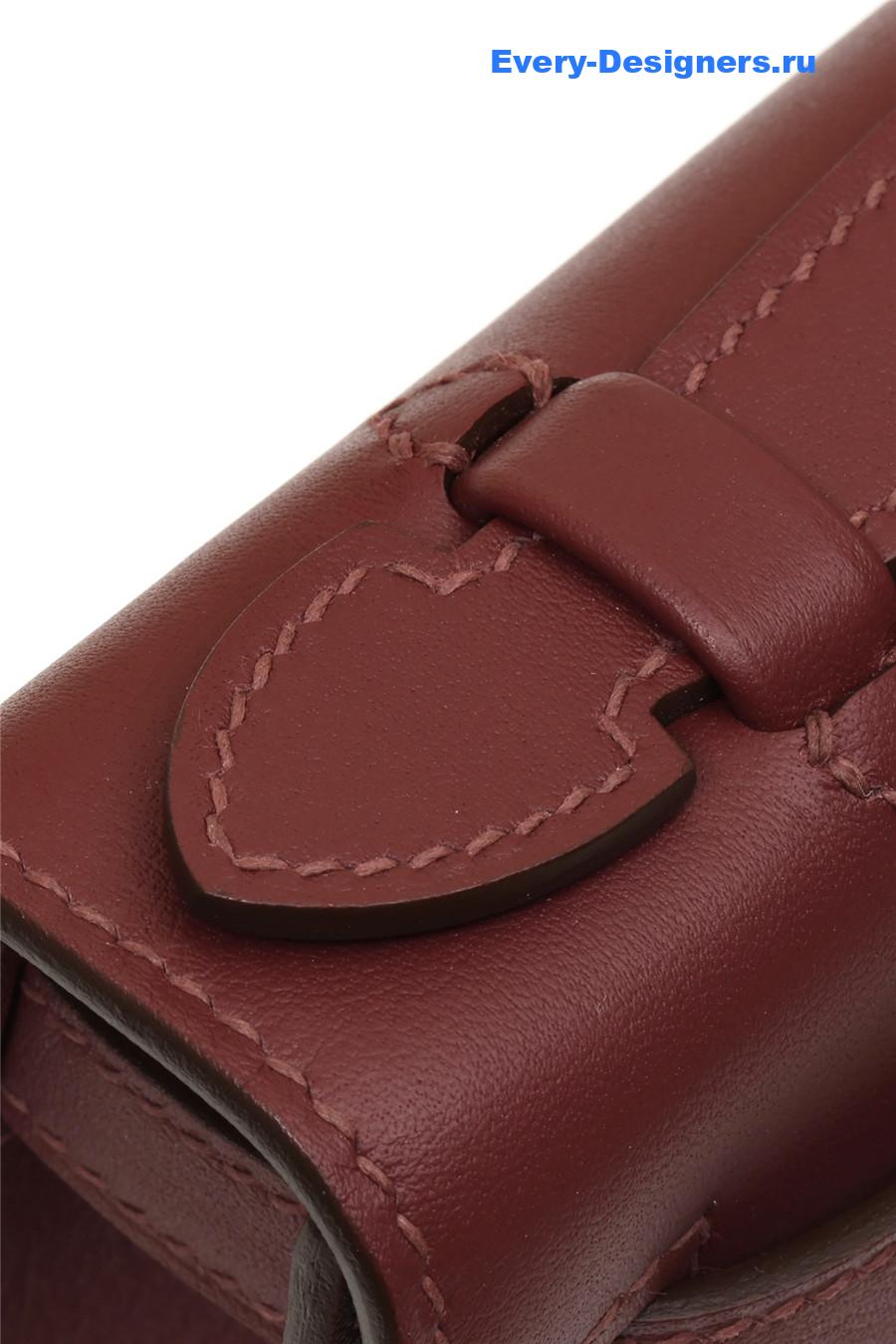 H**me5 kelly pochette swift leather bag red