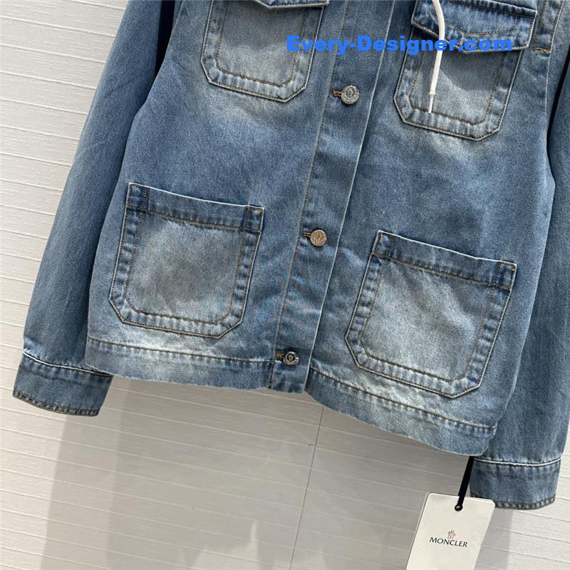 Moncler Hooded patchwork denim jacket