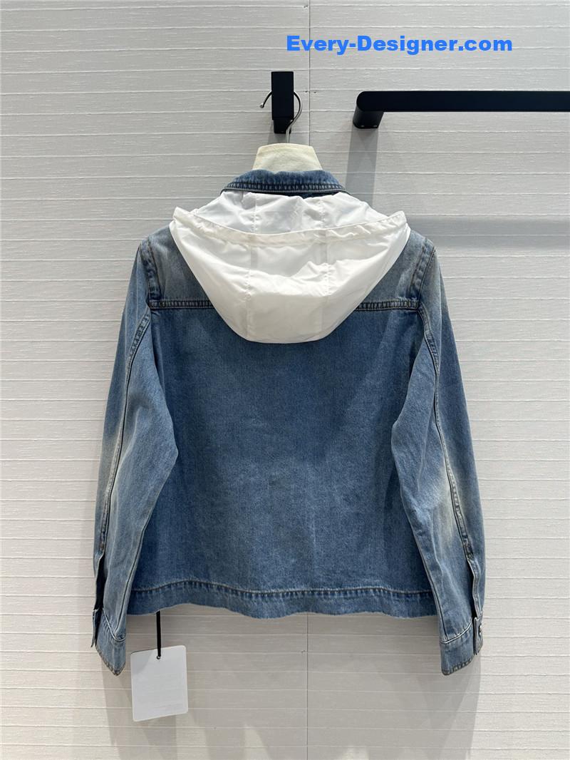 Moncler Hooded patchwork denim jacket