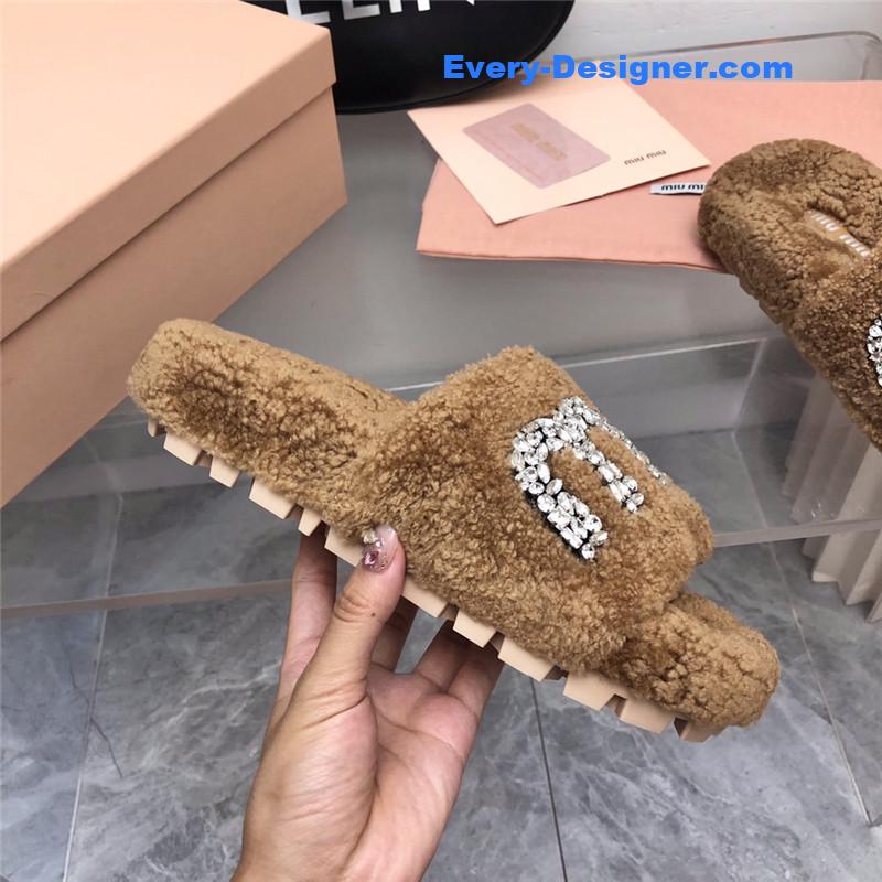 m1um1u D1am0nd buckle wool slippers