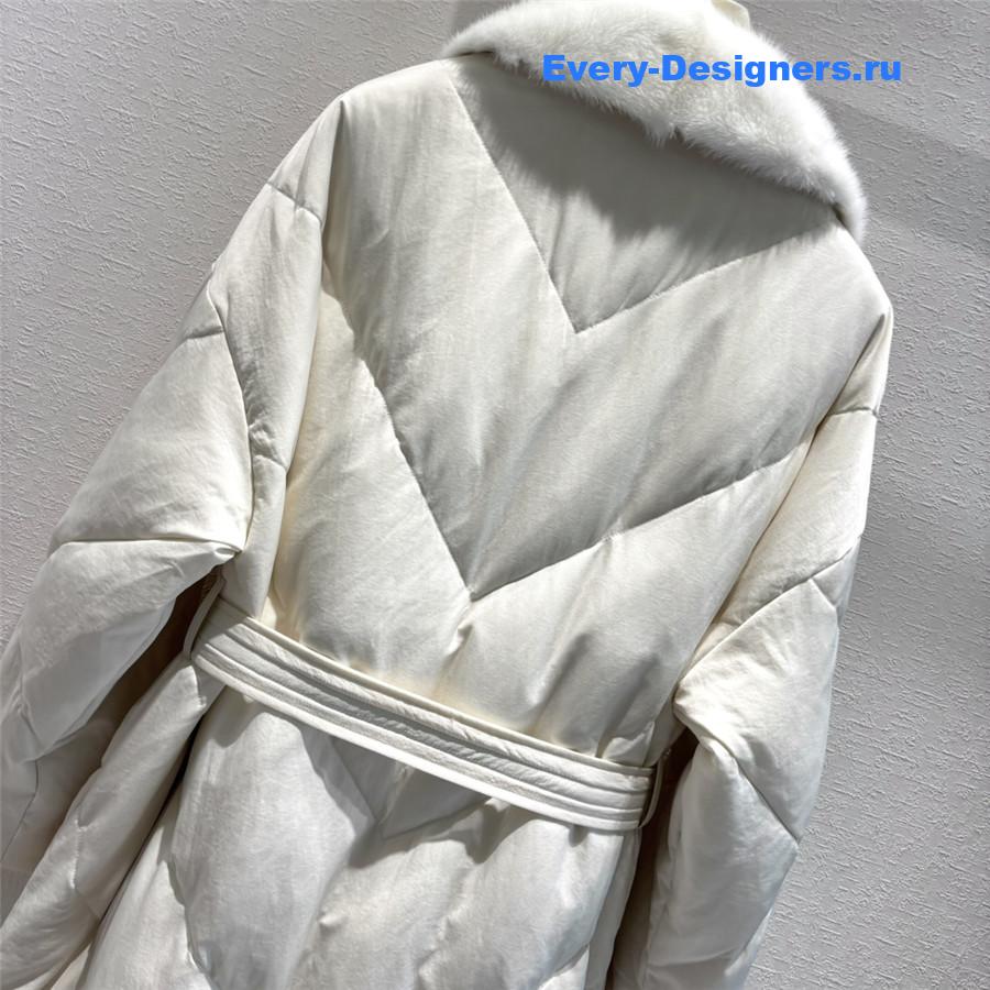 Vanitoo White Mink Fur Collar Long Down Jacket