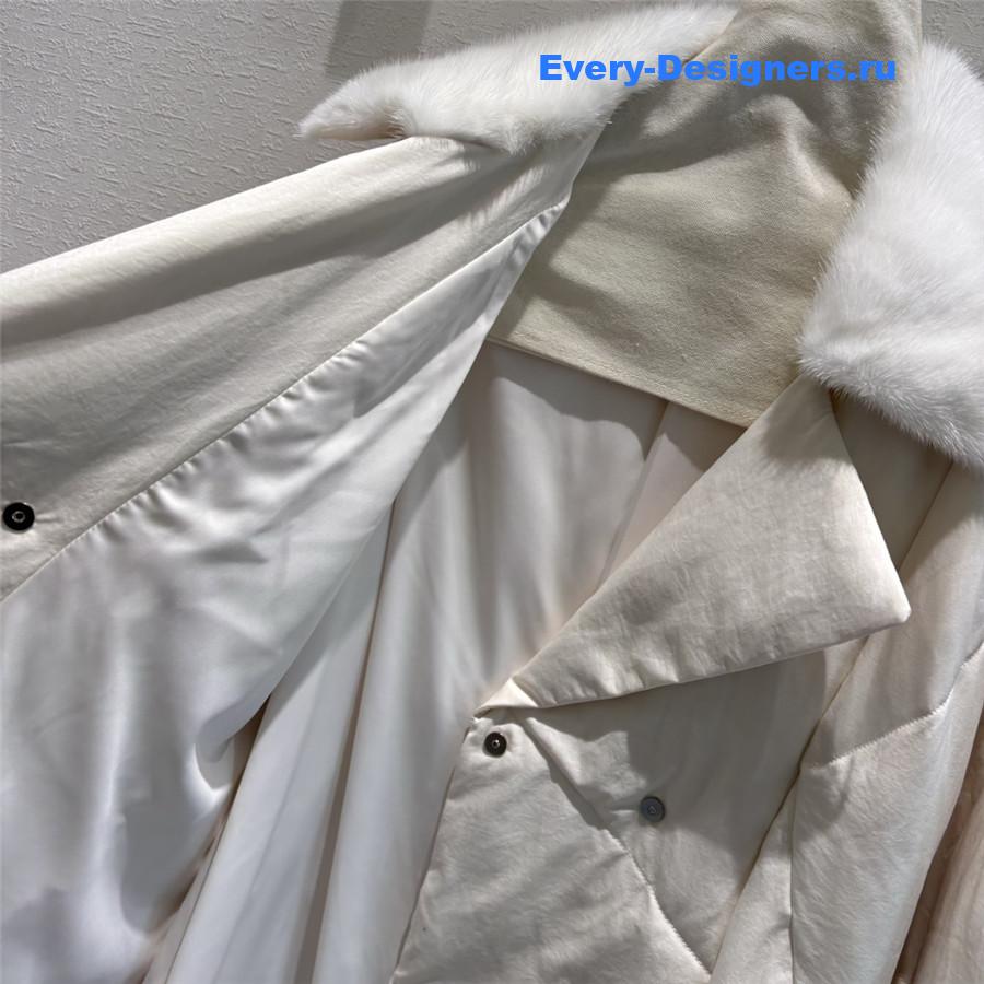Vanitoo White Mink Fur Collar Long Down Jacket