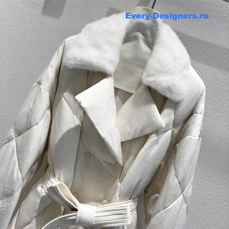 Vanitoo White Mink Fur Collar Long Down Jacket