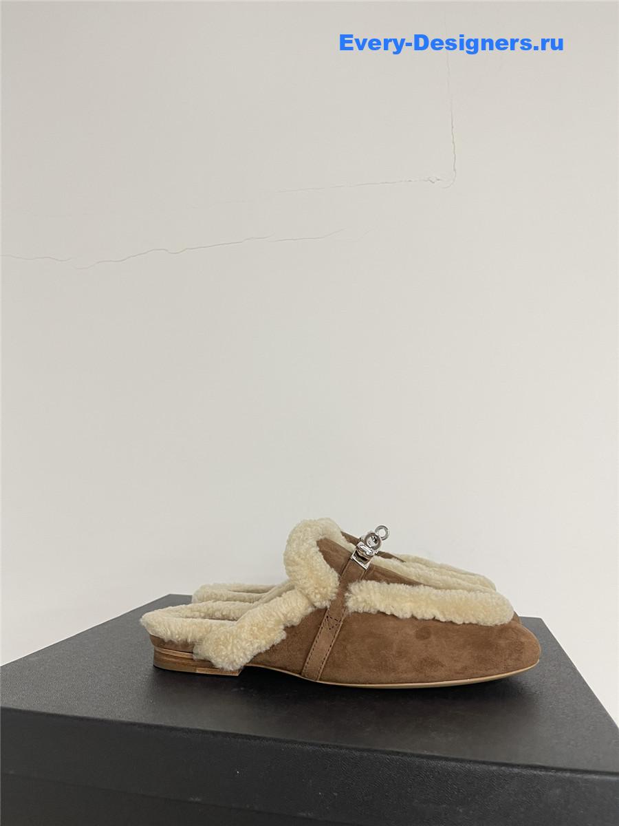 H**me5 kelly wool slippers brown
