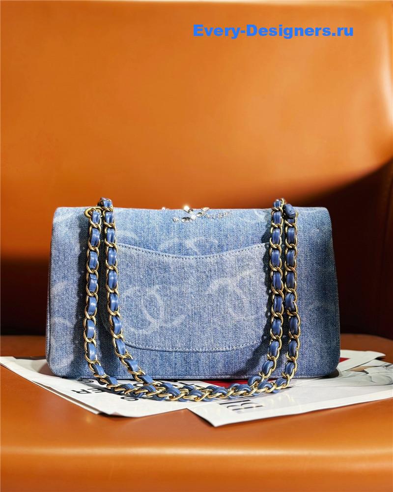 Ch**el blue denim sequin cc flap bag